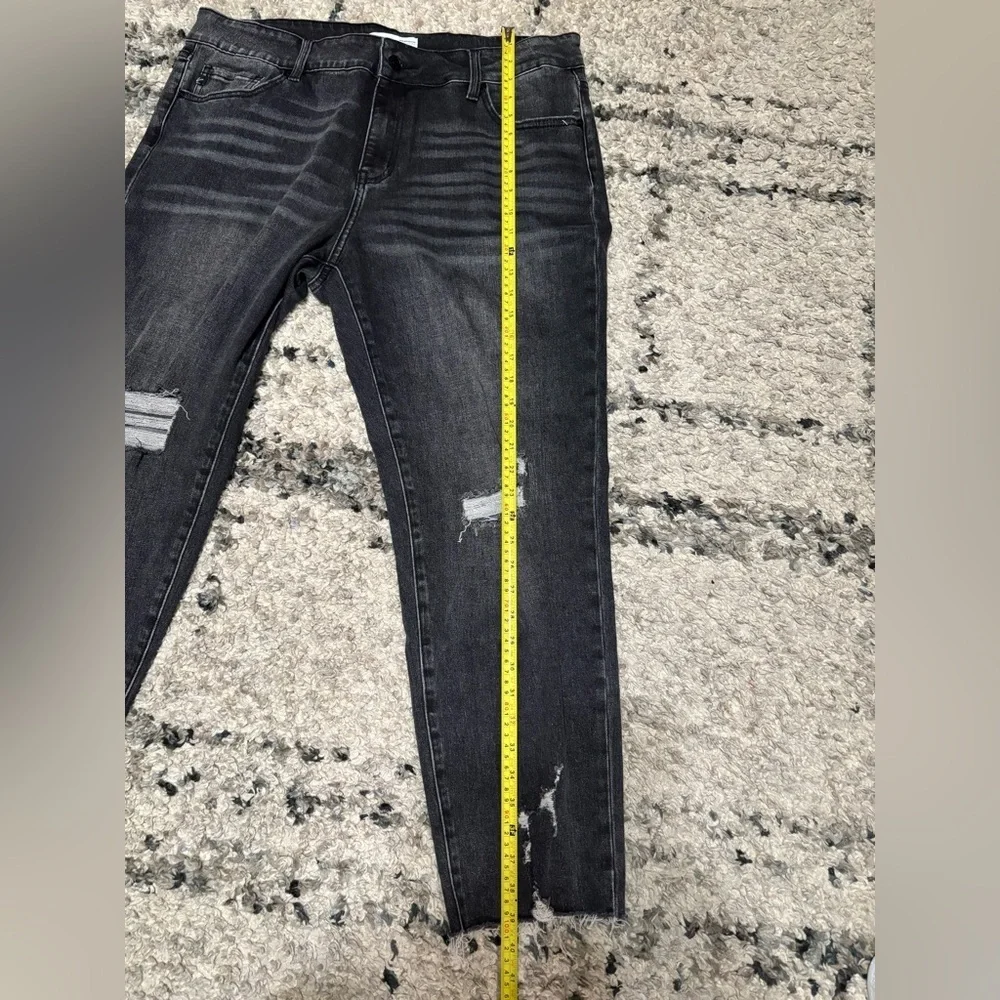 KanCan Charcoal Distressed Straight Leg Jeans